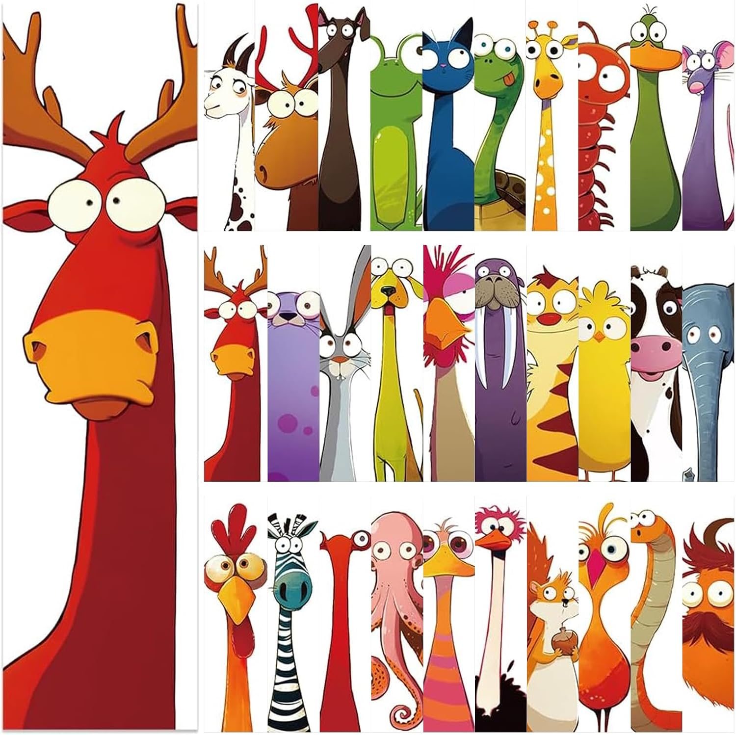 Bookmarks for Kids – 30 Funny Animal Christmas Bookmarks, Reading Reward Stickers & Advent Calendar Fillers for Boys and Girls Ages 3-12