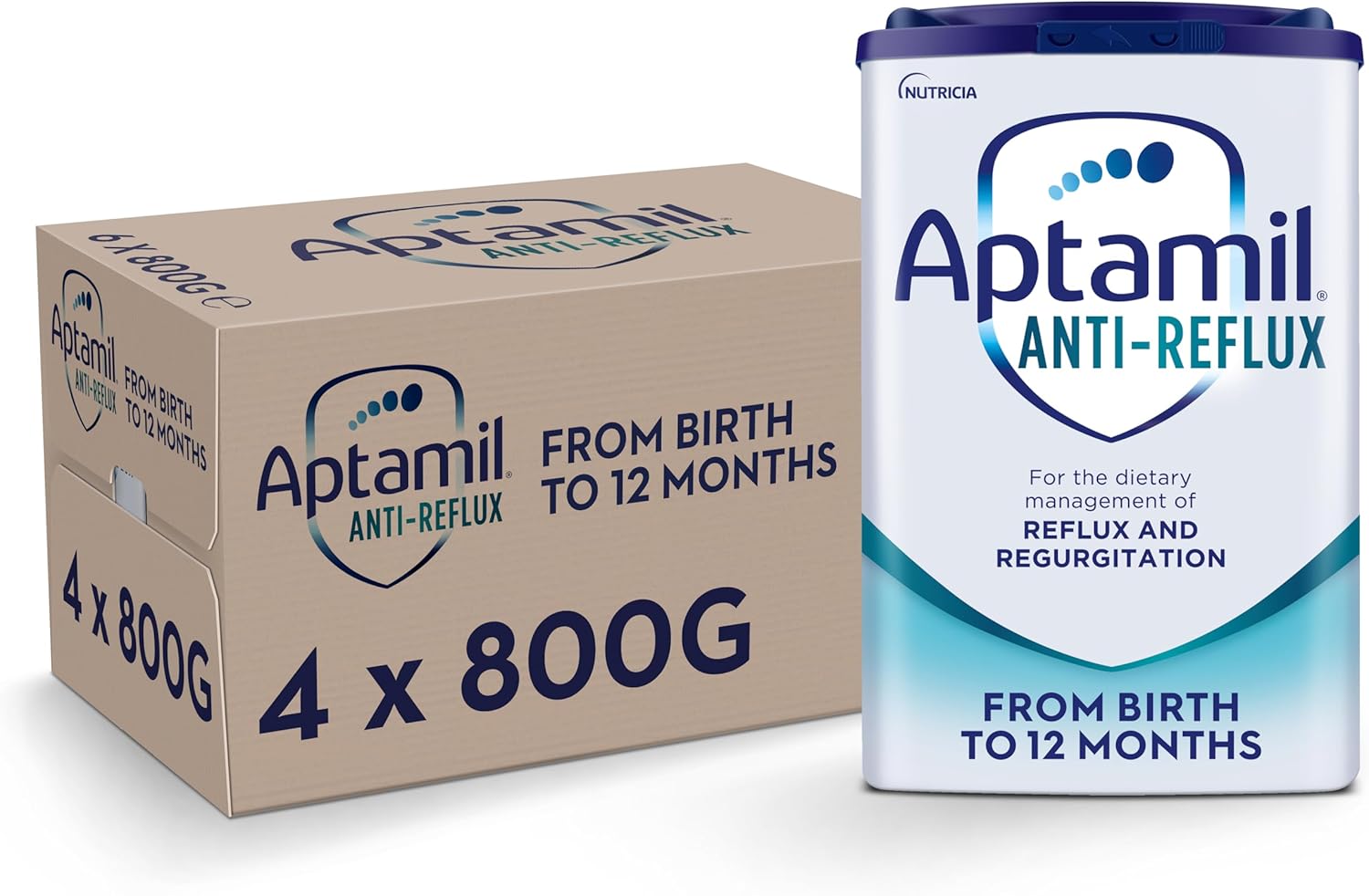 Aptamil Anti-Reflux Baby Milk Powder Formula, from Birth, 800g (Pack of 4)