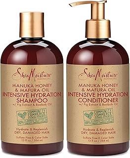 SheaMoisture Shampoo and Conditioner Set, Manuka Honey, Mafura Oil, Baobab Oil & Fig Extract, Hydrate + Replenish, Vitamin C, Sulfate Free & Hair Color Safe, Deep Conditioning, 13 Fl Oz Ea