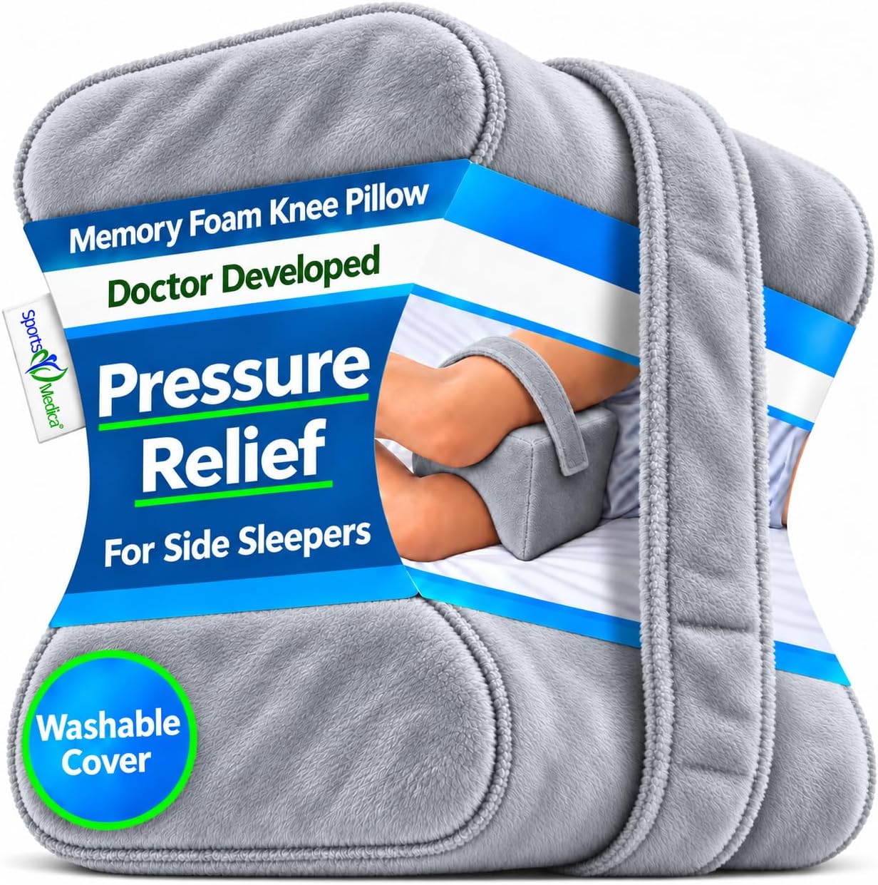 Sports Medica Knee Pillow For Side Sleepers, Memory Foam Leg & Hip Pillow