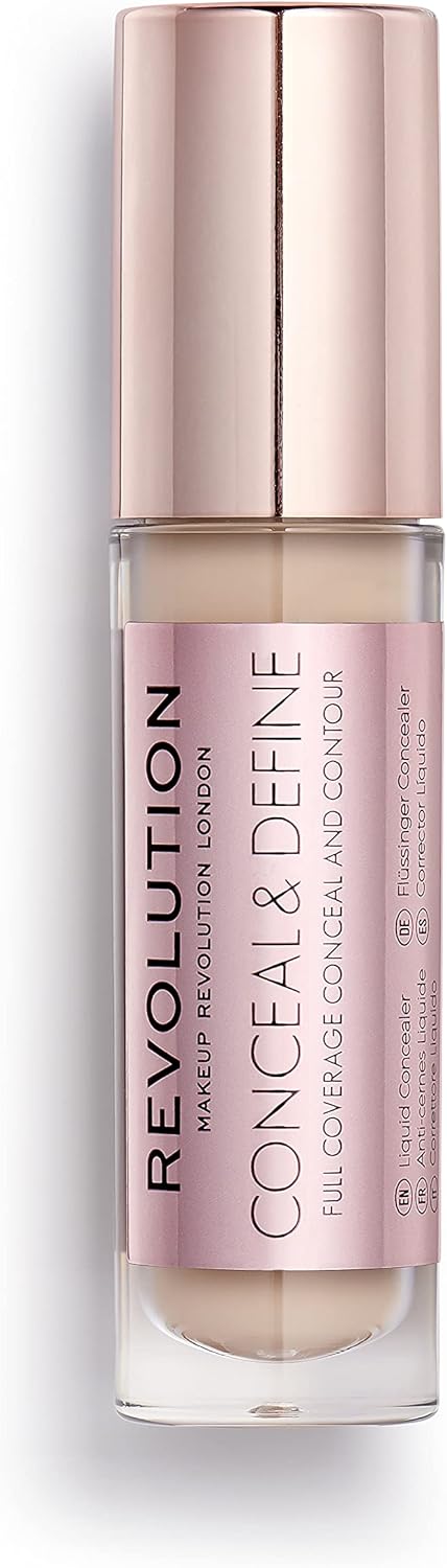 Revolution Conceal & Define Concealer, Lightweight, Long-Lasting, Full Coverage Face Makeup, C4, 4g
