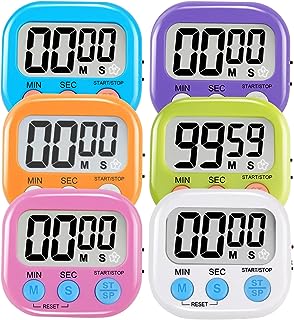 6 Pack Multi-Function Electronic Timer - Magnetic Digital Timers Big LCD Display The Loud/Silent Switch Countdown Timer Extensively Use in Break Time, Cooking,Gym, Meeting, Classroom