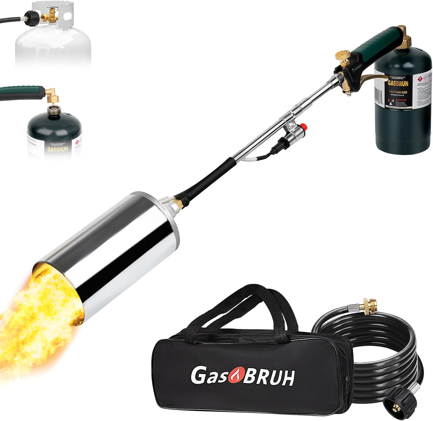 Heavy Duty Weed Torch Propane Burner with Storage Bag, High Output 360,000 BTU Blow Torch with 8.8FT Hose, Portable Flame Weeder with Igniter for Garden Wood Roofing Snow Road Charcoal Start