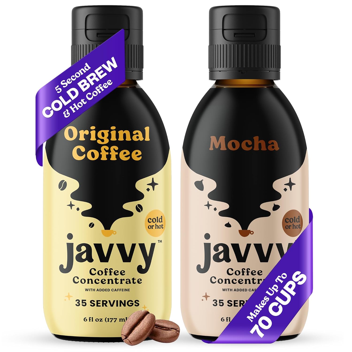 Javvy Coffee Concentrate - Cold Brew Coffee, Perfect for Hot or Iced Instant Coffees, Hot Drinks, Cold Brew Concentrate - Original & Mocha