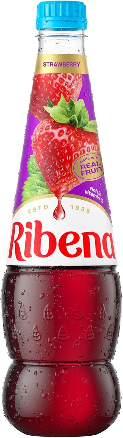 Ribena Strawberry Squash No Added Sugar 850ml - Real Fruit | Rich in Vitamin C | No Artificial Colours or Flavours | 100% Recycled Plastic Bottle
