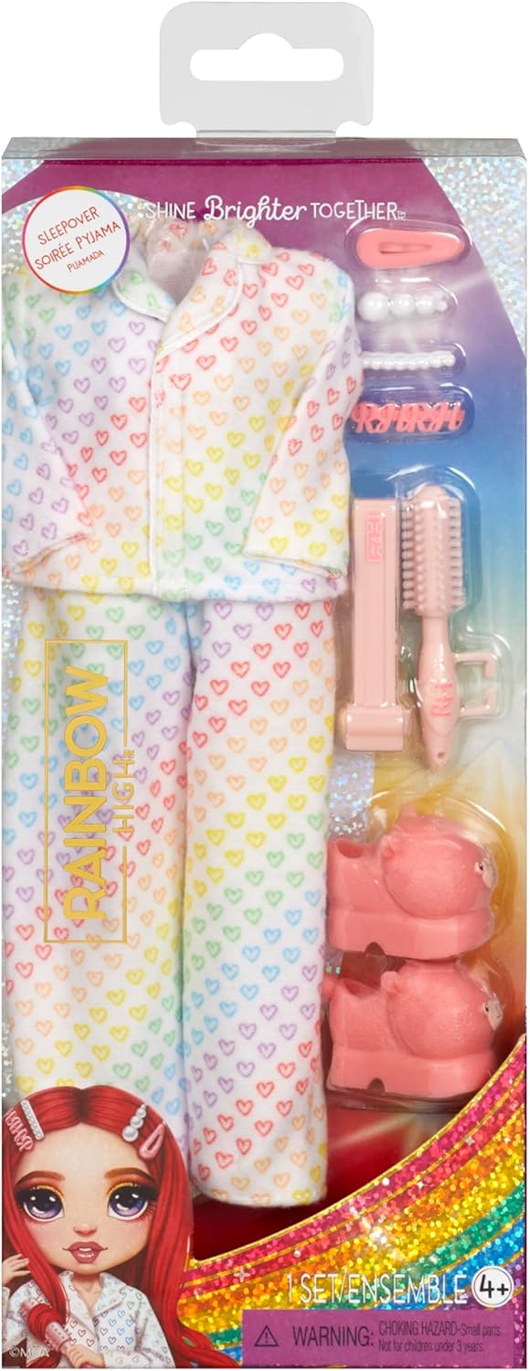 Rainbow High Fashion Pack, Sleepover Includes 1 Full PJ Outfit, Slippers, Jewelry and Play Accessories. Mix & Match with Other Packs to Create Tons of Fun Looks. Kids Toy Gift Ages 4-12 Years
