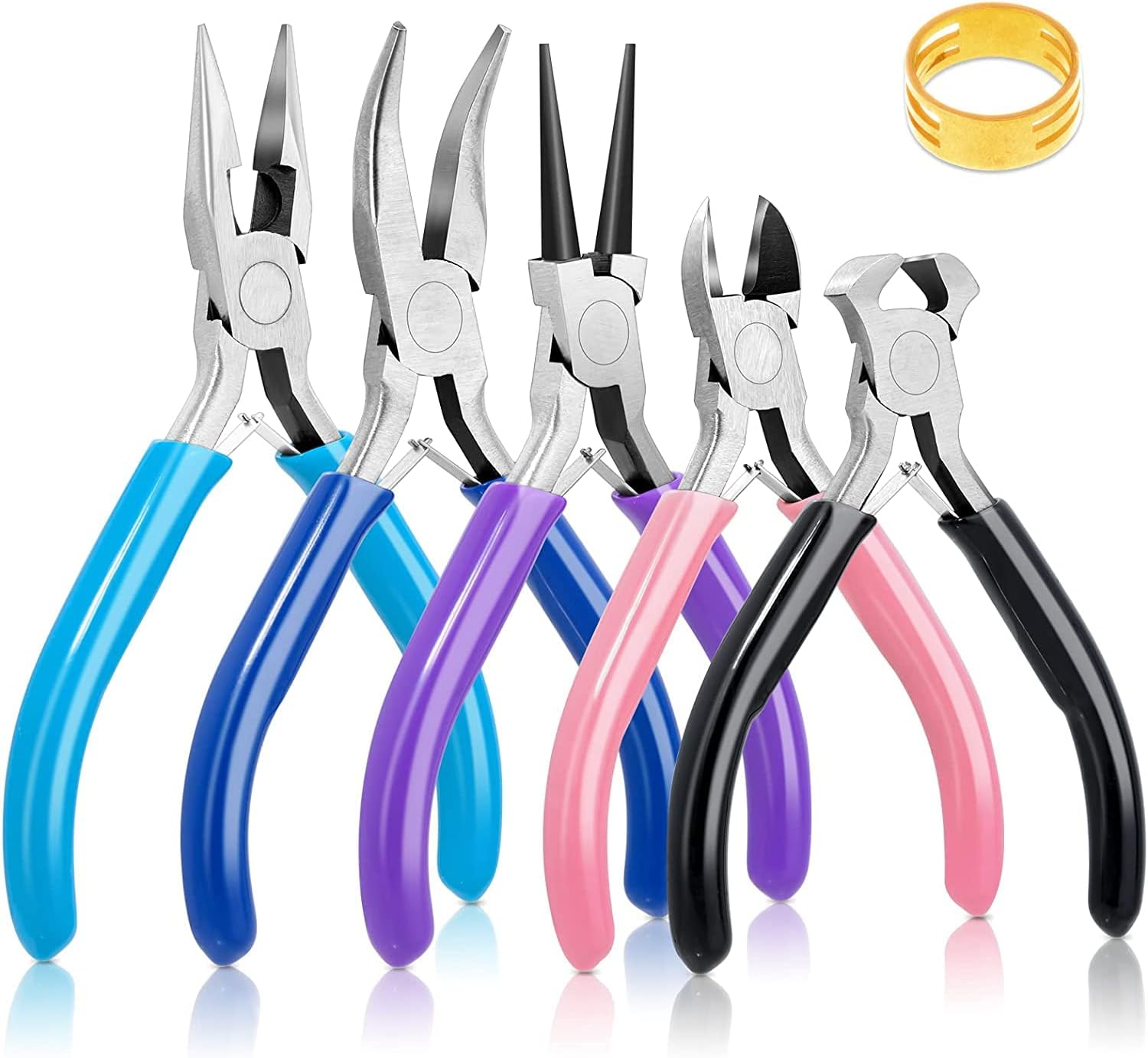 5 Packs Jewelry Pliers Set, Making Tools With Needle/Round/Chain/Bent/Zipper Pliers, Supplies Repair/Cut Kits for Crafting