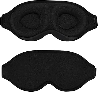 Sleep Mask for Women Men, Soft Silk Eye Mask 3D Contoured Cup Concave Molded Blindfold Sleeping Mask Light Blocking Eye Cover for Travel, Yoga Meditation, Nap, Sleeping