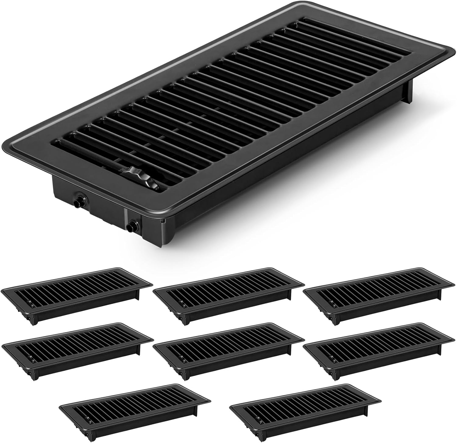 12 PCS Floor Vents Floor Registers 4x10 inch, Heavy Duty Metal Heat Air Vent Covers 4 X 10 with Rust Proof Finish for Home Office Wall Floor Registers Grilles & Vents (12, Black, 4x10 Inches)