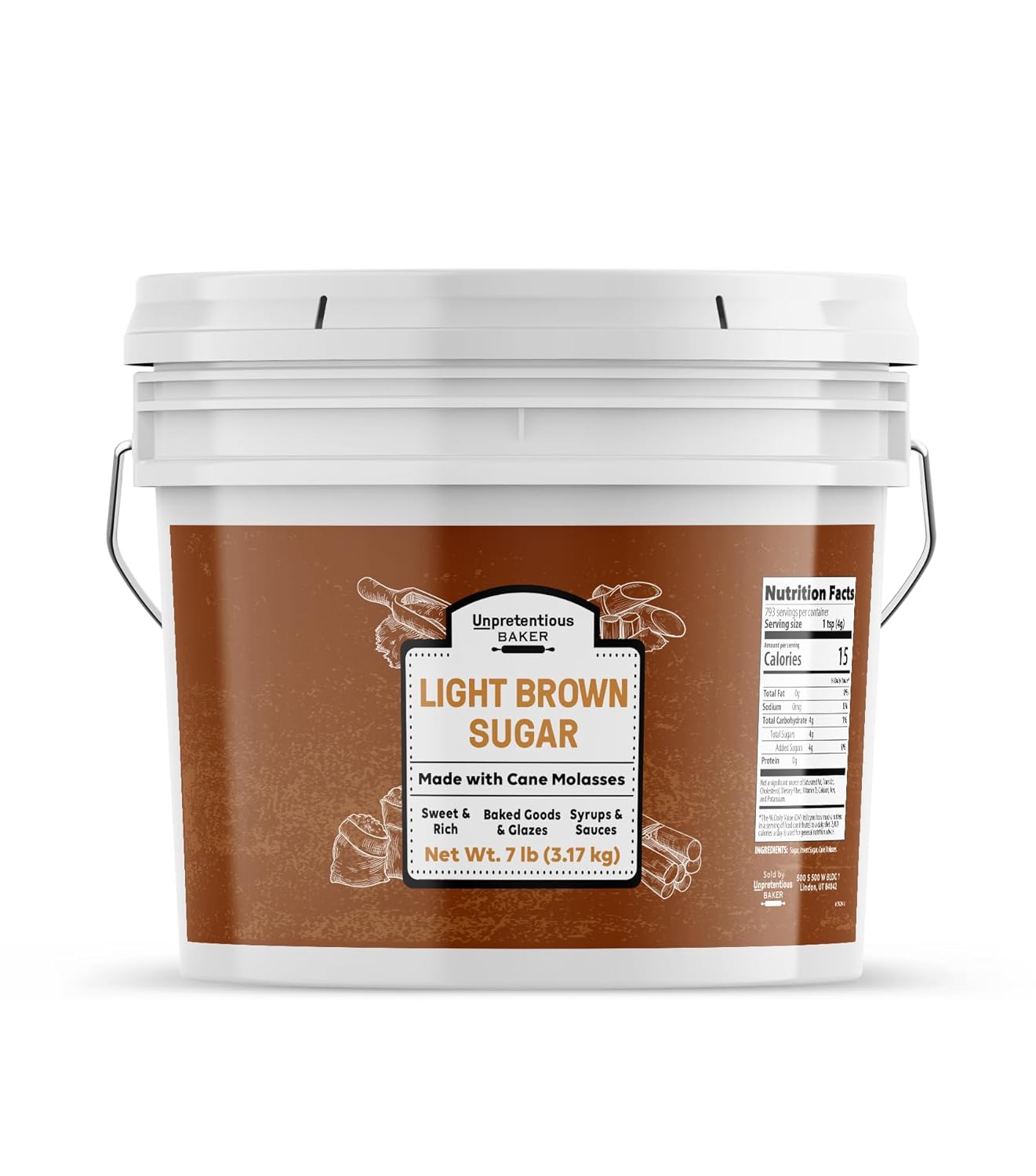 Unpretentious Light Brown Sugar, 1 Gallon, Made With Cane Molasses, Perfect For Desserts, Meat & Fruit