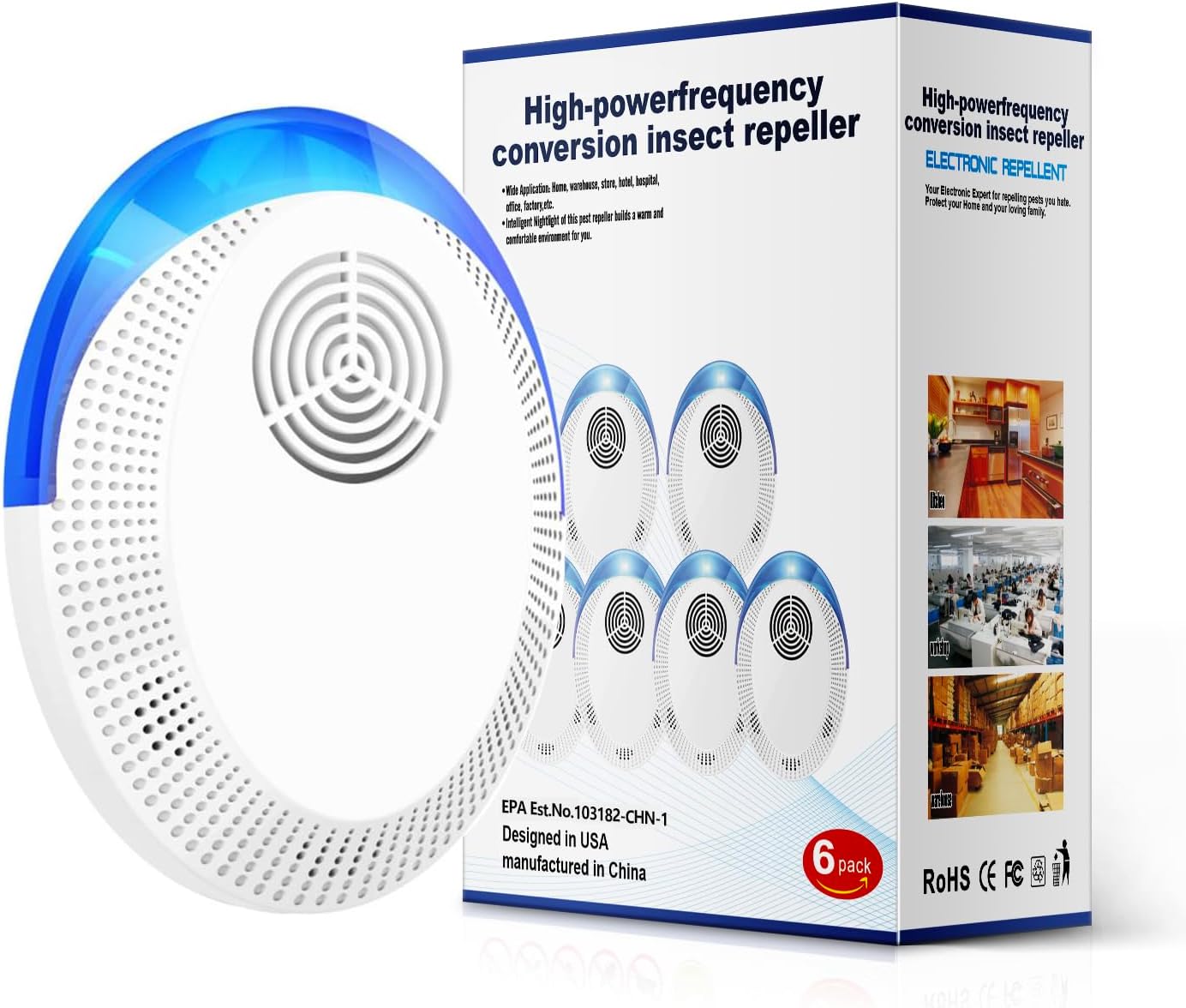 Ultrasonic Pest Repeller Mice Repellent Indoor Pest Repellent Ultrasonic Plug in, Mouse Deterrent, Pest Control for Spiders, Roaches, Insects (6 Pack)