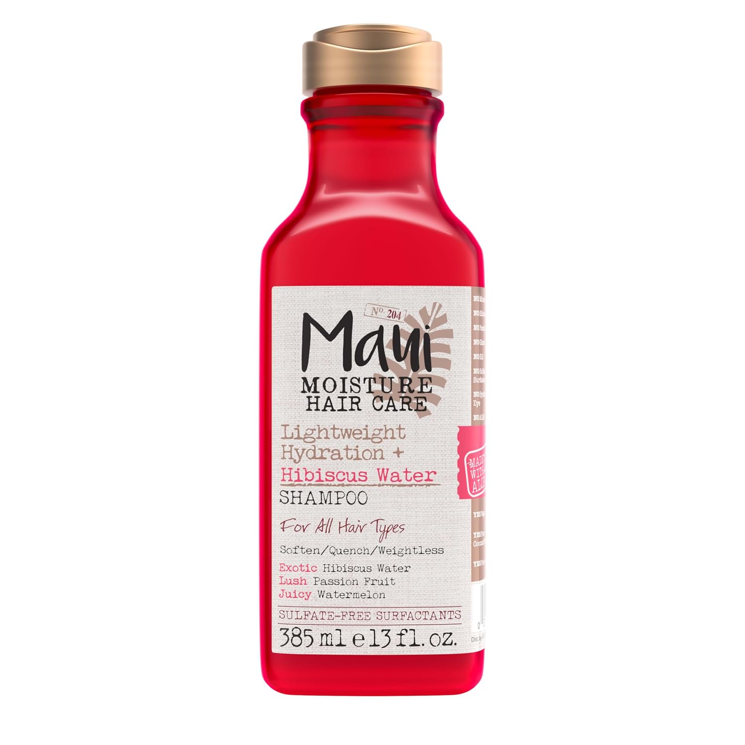 Maui Moisture Lightweight Hydration + Hibiscus Water Shampoo, Moisturizing Aloe Vera Shampoo Softens Curly Hair, Vegan & Sulfate-Free Surfactants, 13 Fl Oz
