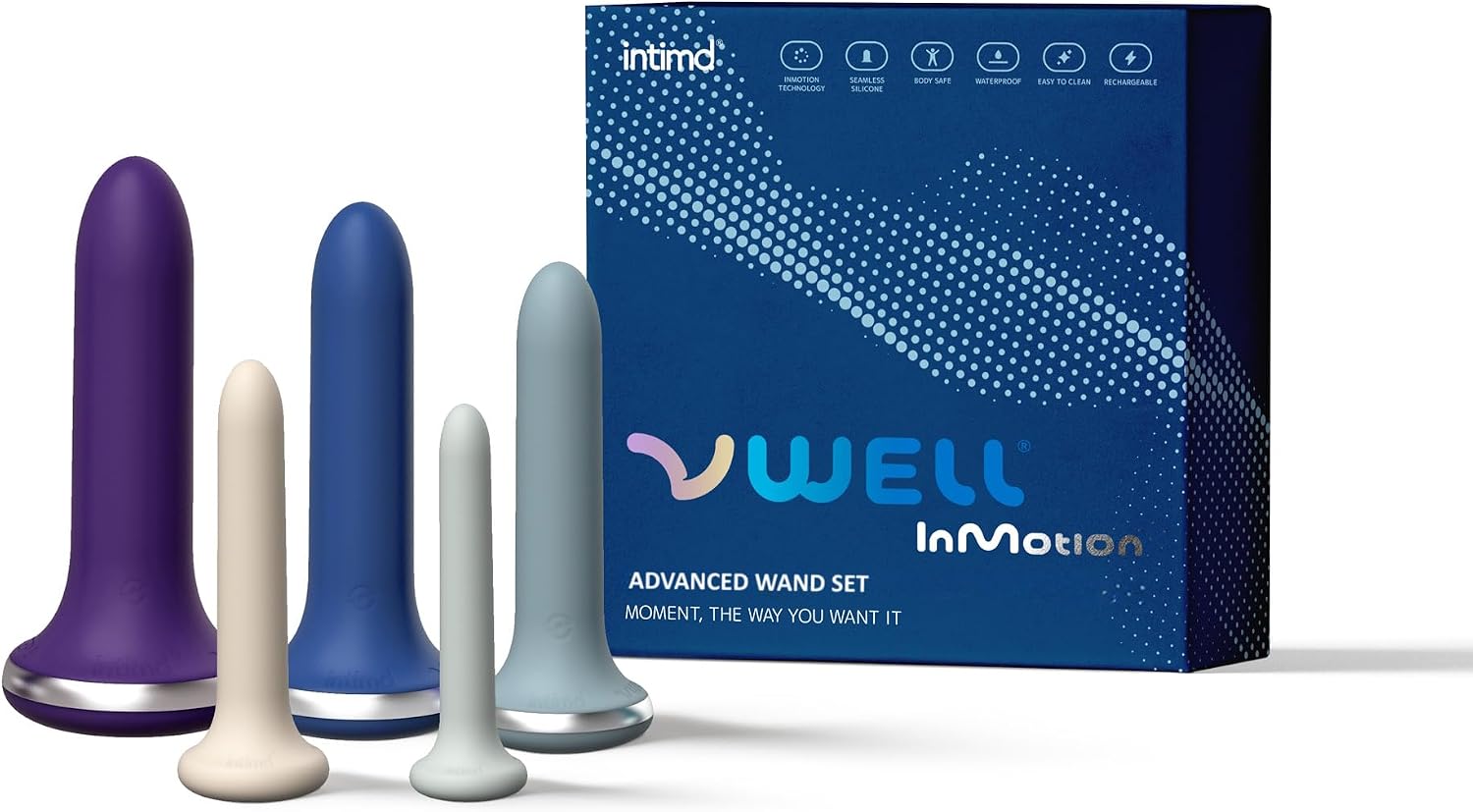 VWELL Inmotion Silicone Rotating Pellets Wands Set for Women, 5 Piece Kit