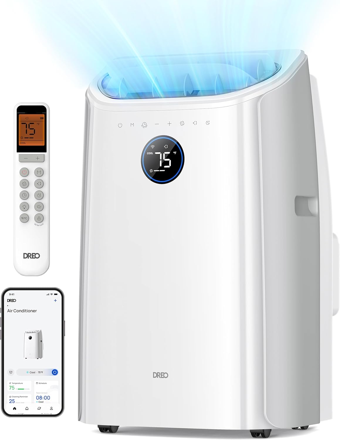 Dreo Portable Air Conditioners, 12,000 BTU AC Unit for Bedroom with Drainage-free Cooling, 46dB Quiet, APP/Voice/Remote, 24h Timer with Fan & Dehumidifier, Smart Standing AC for Room Indoors, AC515S