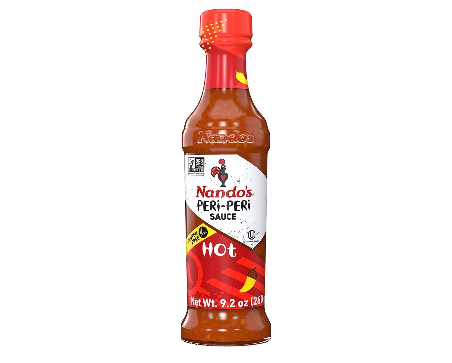 Nandos PERi PERi Hot Sauce - Spicy Sauces, Seasoning or Marinade for Wings, Fish, Meat, Rice or Vegetables - No Artificial Colors or Flavors, Non-GMO, No MSG, Gluten Free, Vegetarian - 9.2 Oz Hot