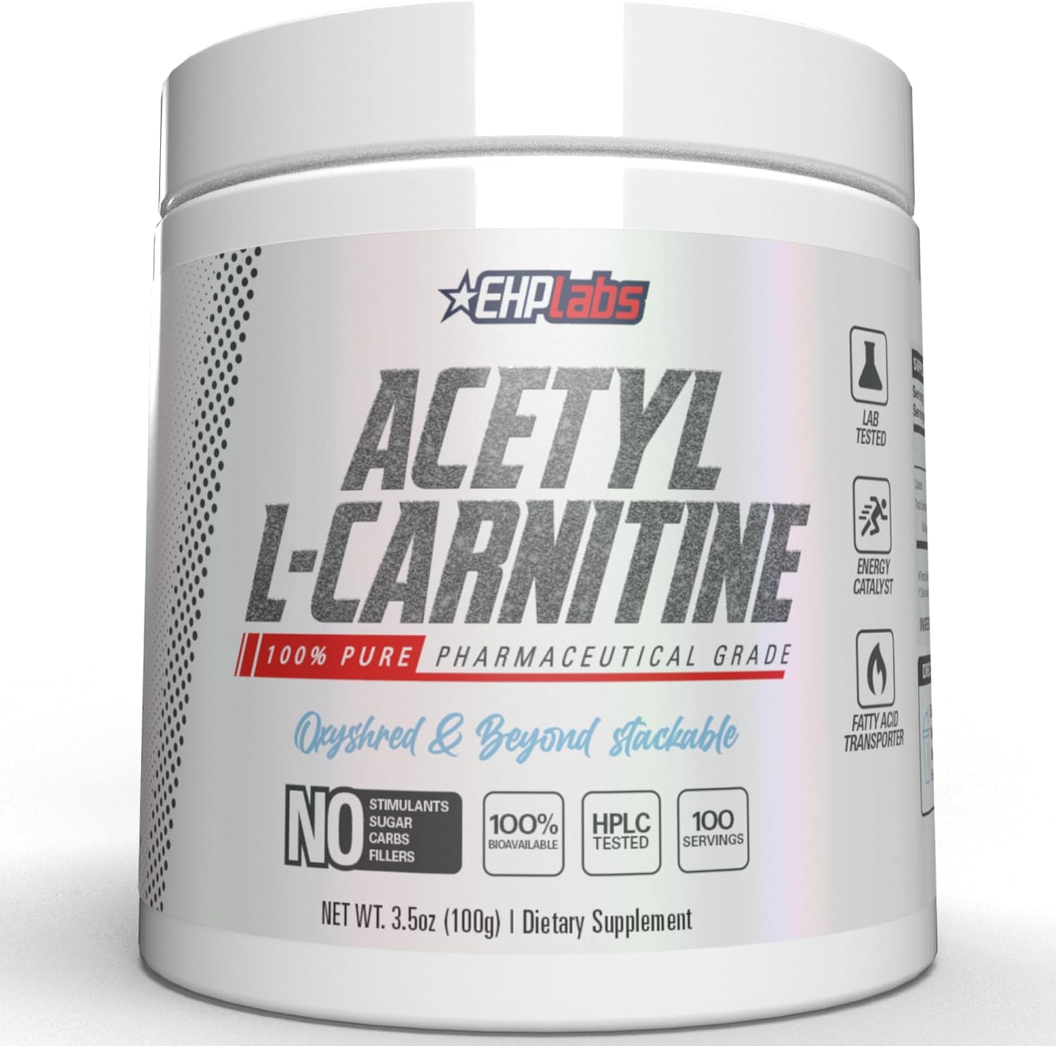 EHPlabs Acetyl L-Carnitine - Supports Natural Energy Production, Aids Metabolism, Assists in Healthy Brain Function, Supports Heart Health, Non-GMO, Vegan, Gluten Free - 100 Serves