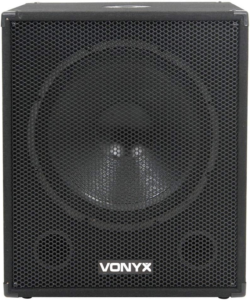 VONYX SMWBA18 18" Active Subwoofer with Built-In 2x250W Full-Range Amplifier and Microphone Input – 500W Powered Bass Speaker System for DJs, Events, Karaoke, Parties, Live Sound