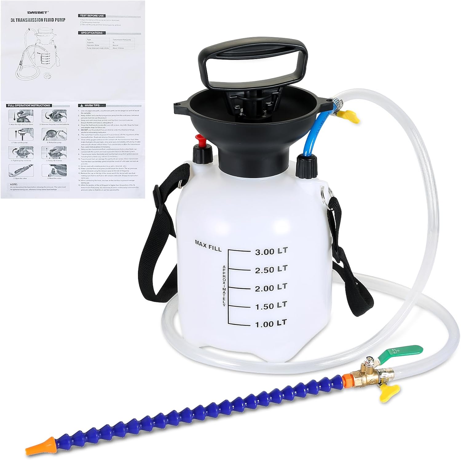 DASBET 3L Transmission Fluid Transfer Pump, Manual Gearbox Oil Filling Pump with Hoses, Automotive Oil Pump Tool for Automatic Transmission Fluid and Gearbox Oil Refilling