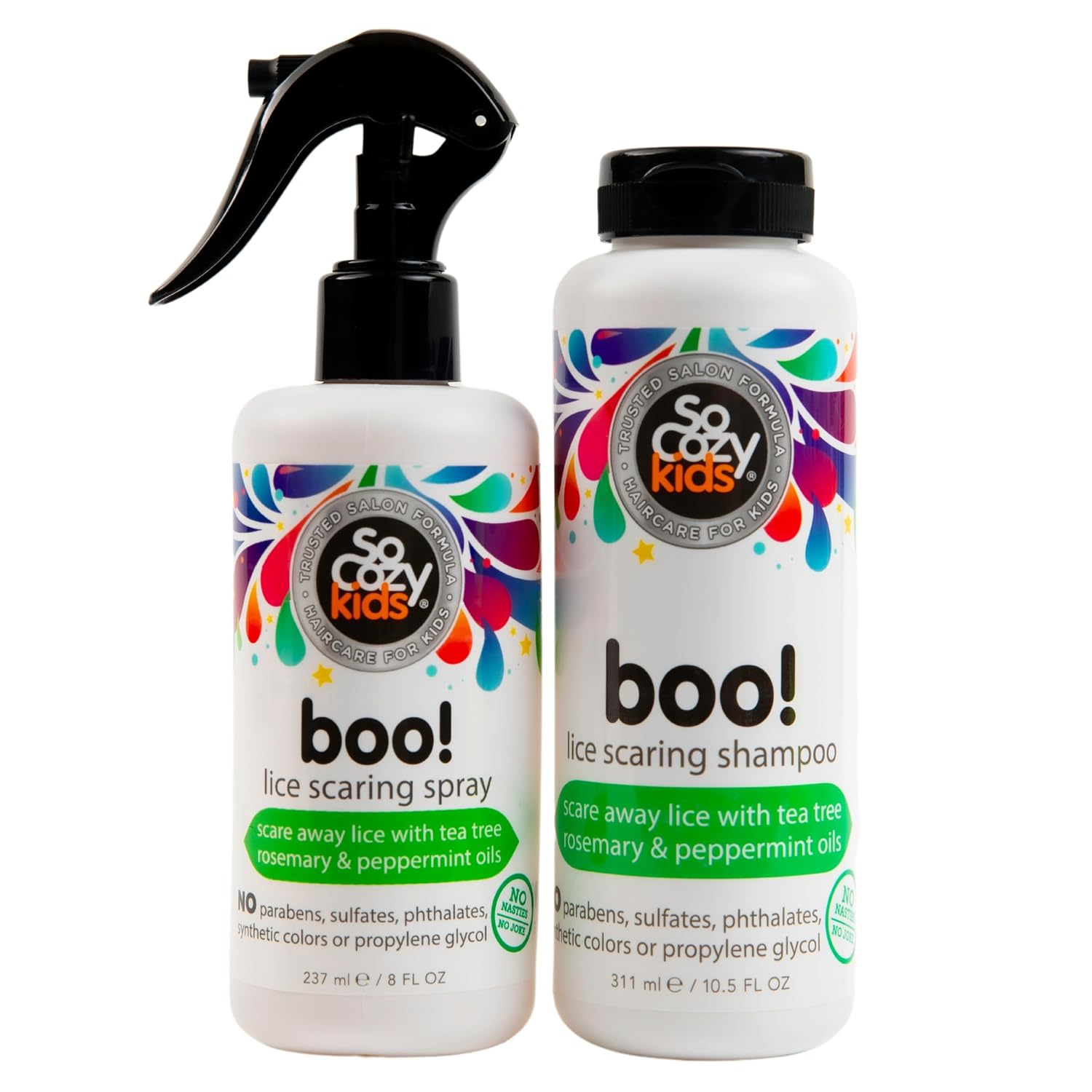 So Cozy Boo! Lice Scaring Shampoo & Lice Spray Bundle for Kids