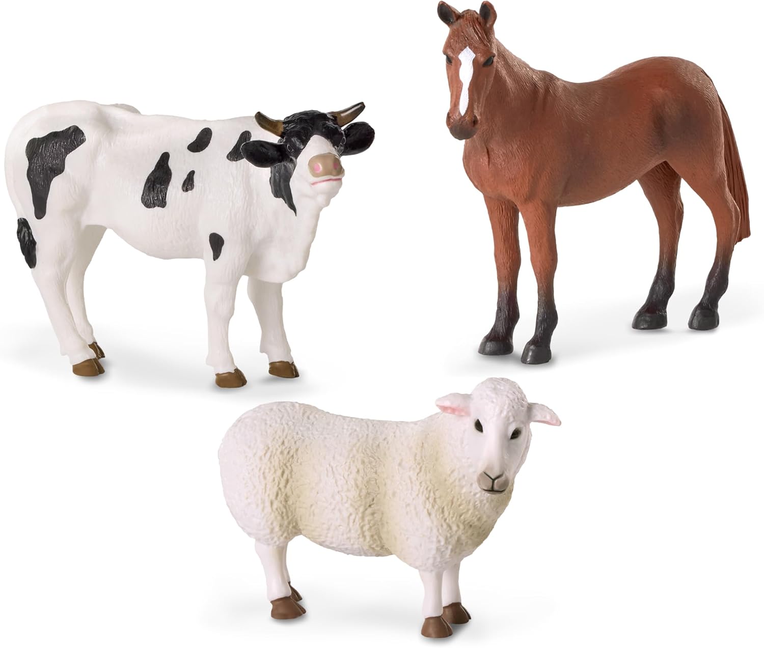 TERRA BY BATTAT– Farm Animal Figurines – Set of 3 (Sheep, Bull & Horse) – Toy Animals for Pretend Play for Kids 3 years + AN2839Z