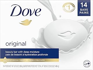 Dove Beauty Bar Gentle Skin Cleanser Moisturizing for Gentle Soft Skin Care Original Made With 1/4 Moisturizing Cream 3.75 oz, 14 Bars