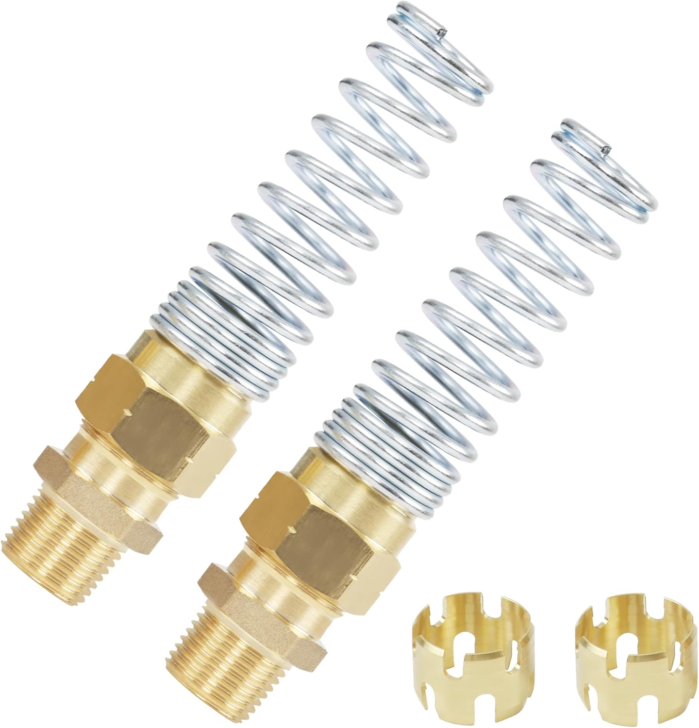 3/8” Hose x 1/2” Male Connector with Spring Guard, 2 Pack Air Brake Hose End Fitting with 2 Pack 3/8” Sleeve Tube