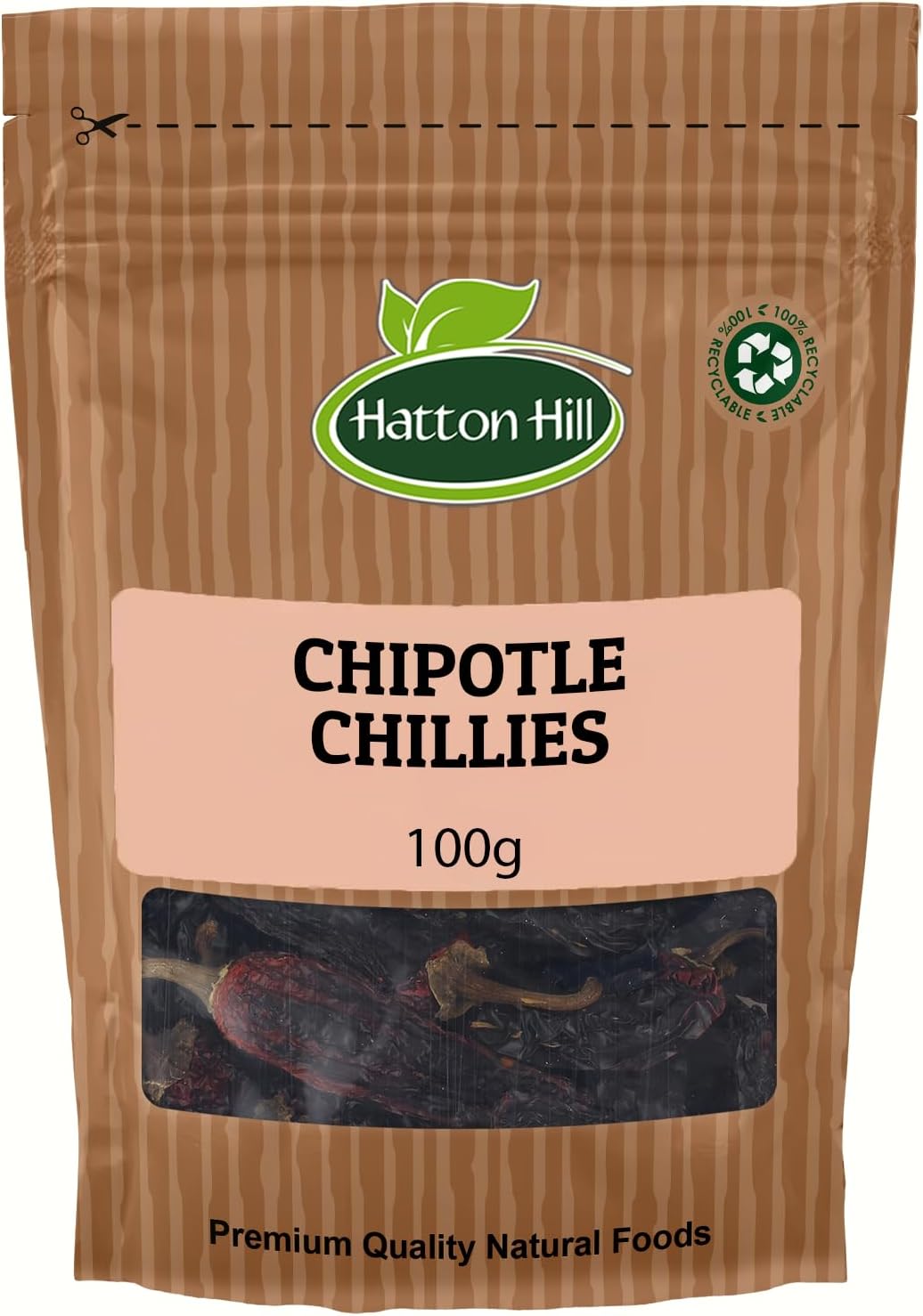 Dried Whole Chipotle Chillies 100g by Hatton Hill | Smoky, Perfect for Authentic Flavour & Heat