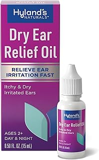 Hyland's Dry Ear Relief Oil, Relieve Ear Irritation Fast, for Itchy & Dry Irritated Ears, Ages 2+, Day & Night Drops, 0.5 Ounce