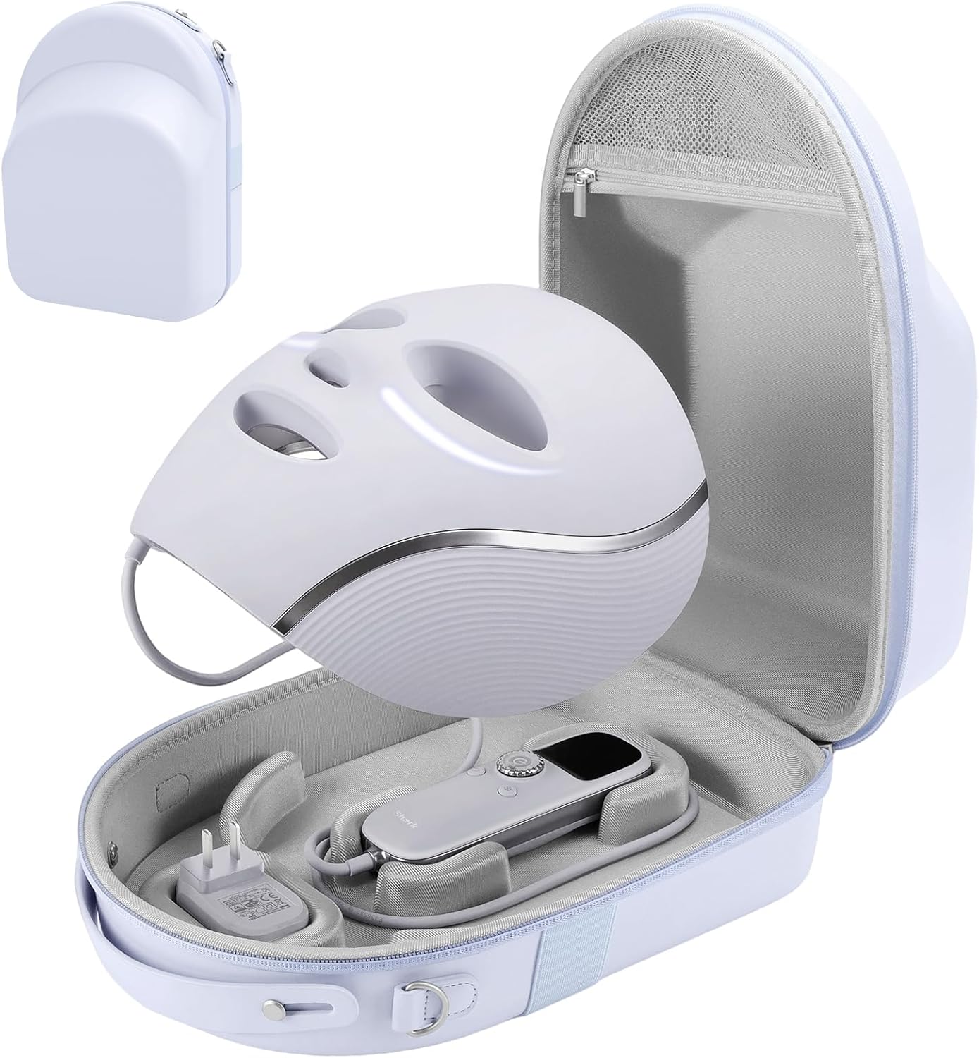 Face Mask Case Compatible with Shark CryoGlow LED Face Mask, Detachable Molded Fixed Grooves & Shock-Absorbing EVA Lining, Hard Shell Protective with Handle & Adjustable Shoulder Strap (Purple)