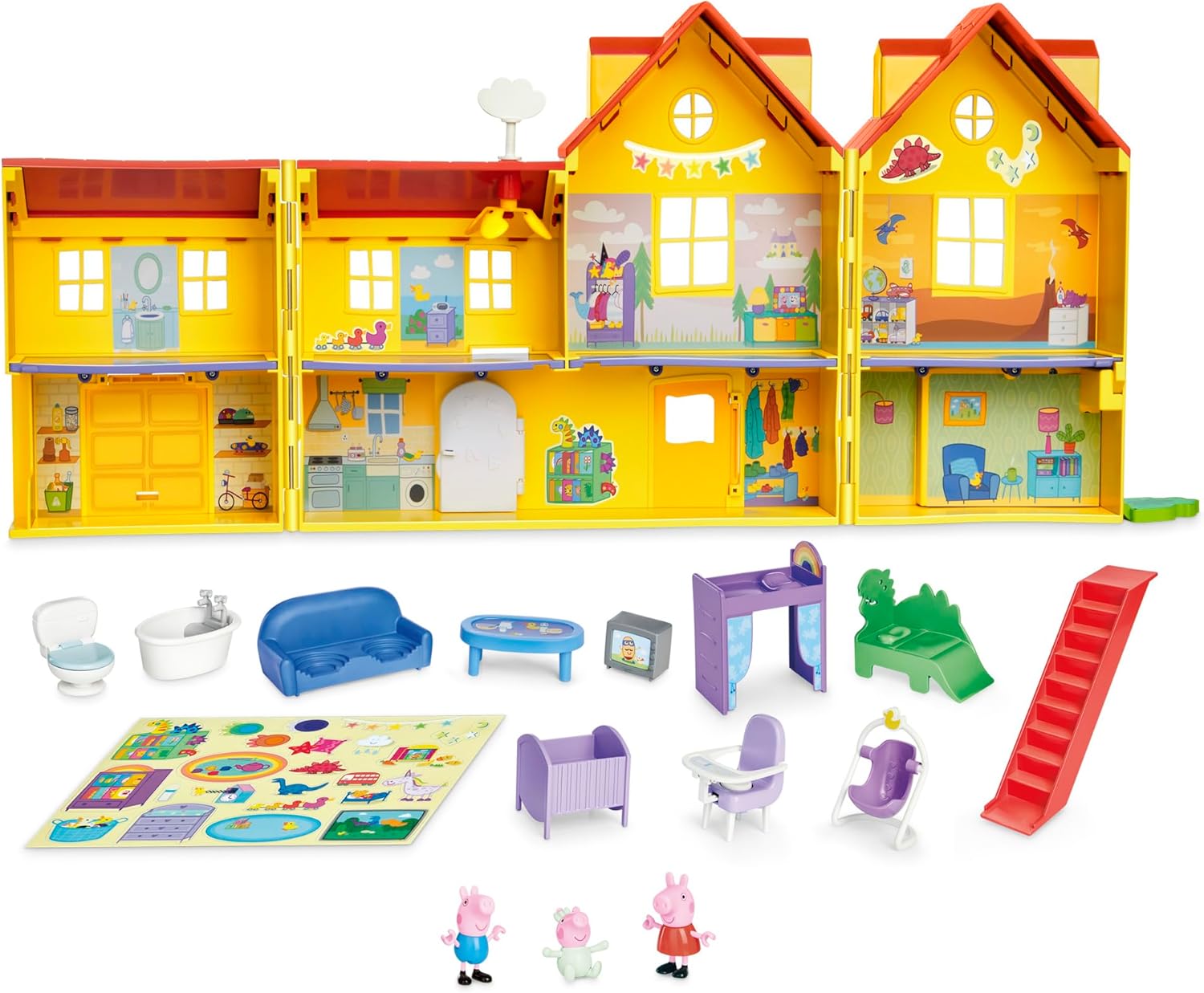 PEPPA PIG Peppa's Big Family House Playset with 3 Figures, 11 Accessories, 2025 Version with Baby Evie, Preschool Toys for Girls and Boys 3 and Up