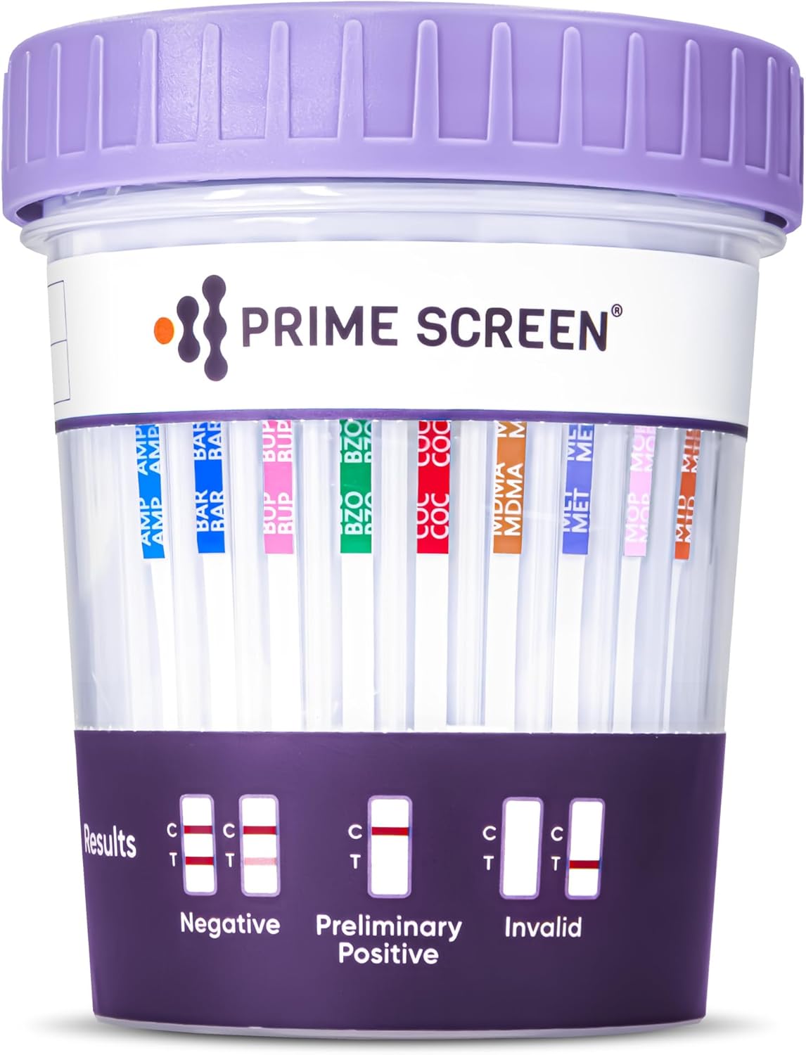 Prime Screen-12 Panel Multi Drug Urine Test Compact Cup (THC 50, AMP,BAR,BUP,BZO,COC,mAMP/MET,MDMA,MOP/OPI,MTD,OXY,PCP) C-Cup-[1 Pack]