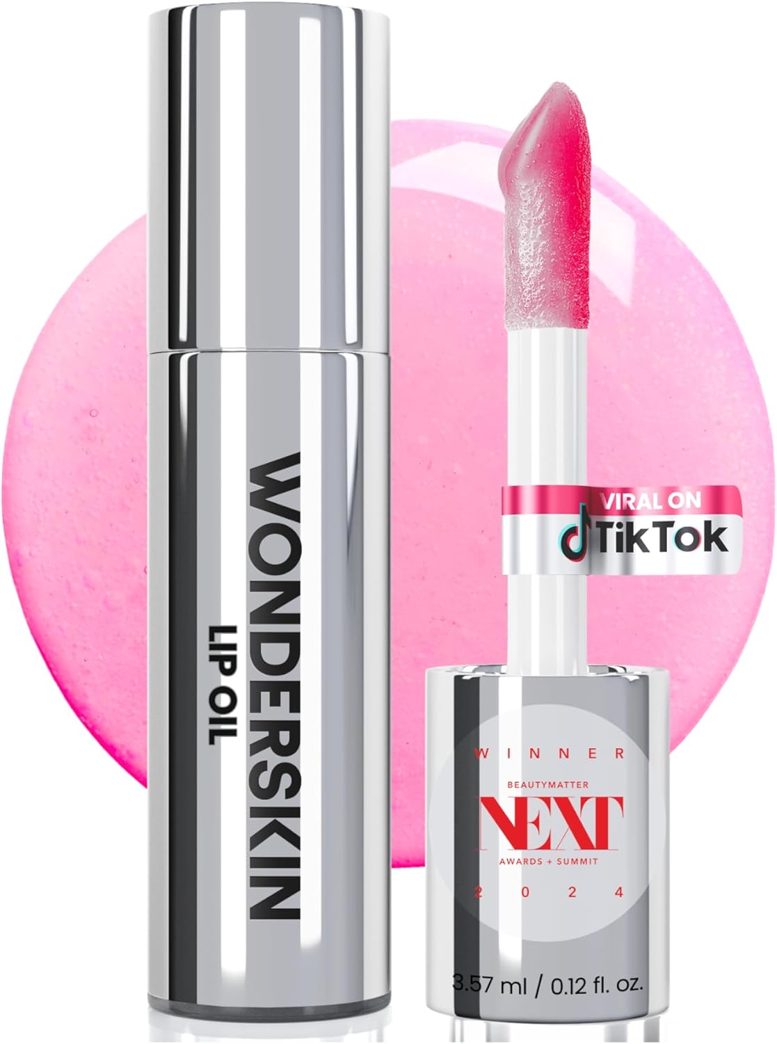 Wonderskin Lip Oil Rehab Serum - Color Changing Lip Oil from Clear to Pink - PH-activated, Non-sticky & Hydrating Tinted Serum for Dry Lips (Kissed)