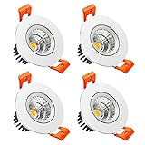 LightingWill 2inch LED Dimmable Downlight, 3W COB Recessed Ceiling Light, Warm White 3000K-3500K, CRI80, 25W 220LM Halogen Bulbs Equivalent, White (4 Pack)