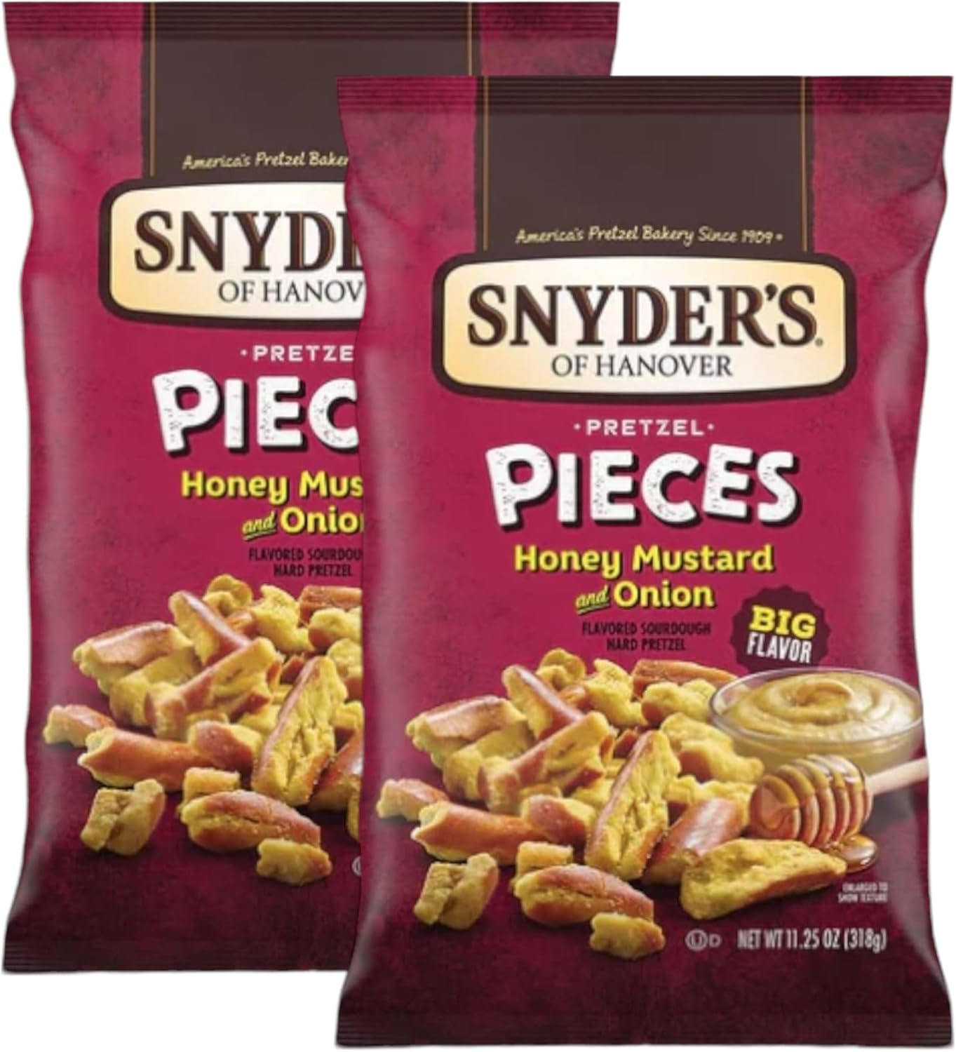 Snyder's of Hanover Pretzel Pieces, Honey Mustard and Onion 318g, (Pack of 2)