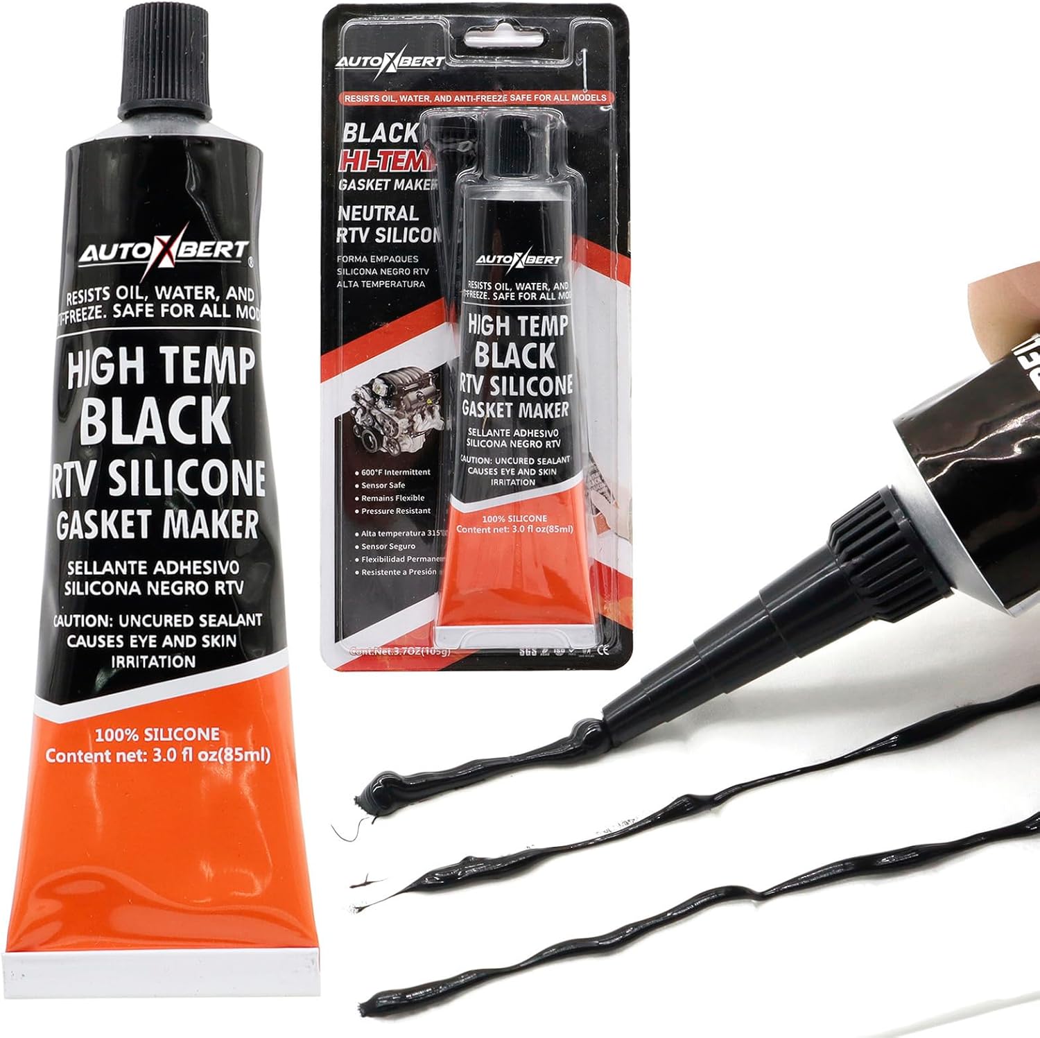 AUTOXBERT 105g 3.7oz High Temperature Instant RTV Silicone Sealant Gasket Maker Bonding Engine Parts Valve Oil Resistant Waterproof Temp