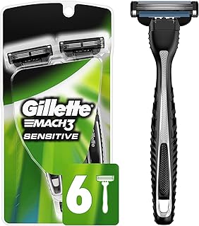Gillette Mach3 Disposable Razors for Men, 6 Count, Designed for Sensitive Skin