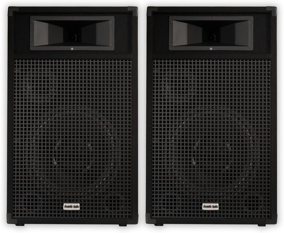 Acoustic Audio BR12 Passive 12" Speaker Pair 3 Way DJ PA Karaoke Band Speakers