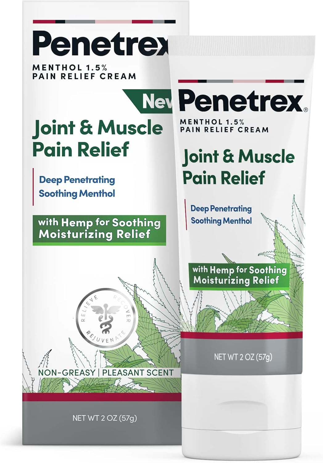 Penetrex Soothing Joint & Muscle Pain Relief Cream with Hemp - Deep Penetrating Menthol, Arnica and Hemp for Soothing, Hydrating Relief - Non-Greasy, Easy to Apply, Pleasant Scent- 2oz Squeezable Tube
