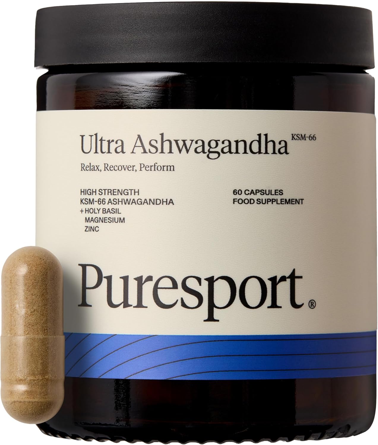 Puresport Ultra Ashwagandha (60 Capsules) | High Strength KSM-66 Ashwagandha + Holy Basil, Magnesium & Zinc | Improved Stress Resilience & Physical Performance | Cognitive Support | Hormone Balance