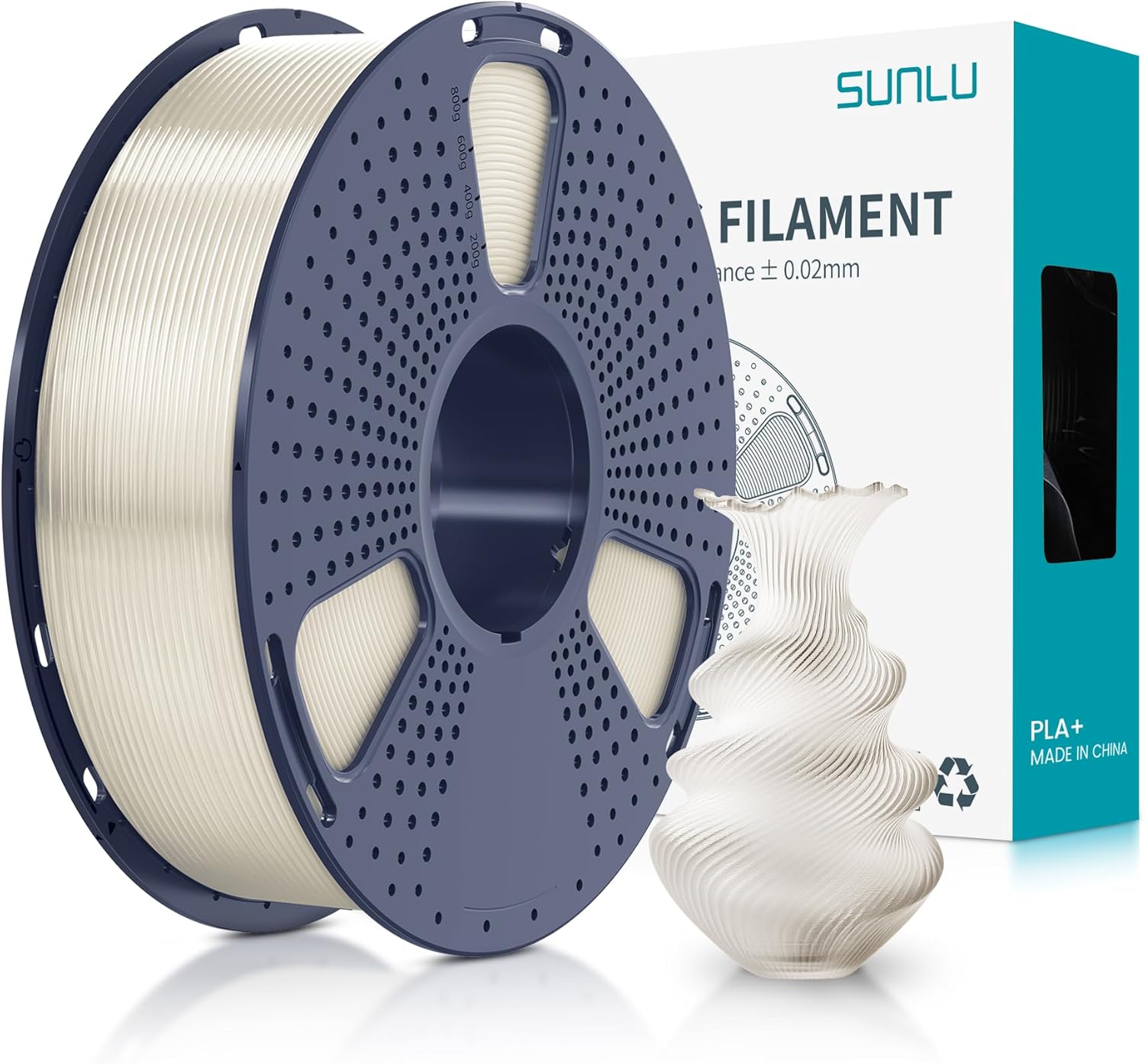 SUNLU PLA PLUS 3D Printer Filament, 1.75mm PLA+ 3D Filament for FDM 3D Printer & 3D Pens, Neatly Wound Filament, Strong and Toughness, Dimensional Accuracy +/- 0.02 mm, 1KG Spool(2.2 LBS), Transparent