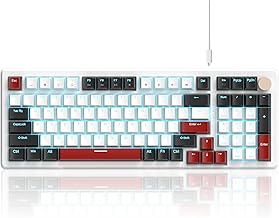 MageGee 98 Keys Mechanical Gaming Keyboard, Hot Swappable Yellow Switch, 96% Compact Layout LED Blue Backlit Wired Keyboard with Number Pad Arrow Keys, for PC Laptop, for Game and Office, Black/Blue