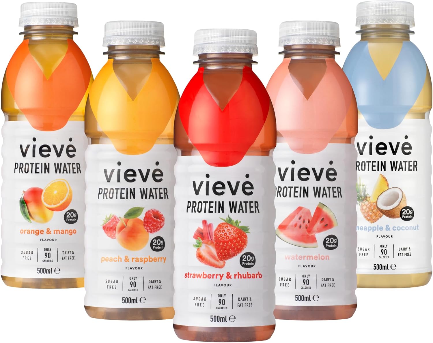 Vieve Protein Water 10x500ml - Mixed Variety Flavour Pack 20g Protein, Sugar Free, Fat Free & Dairy Free A Ready to Drink Alternative to Protein Powders & Shakes 10 Pack (2 per Flavour)