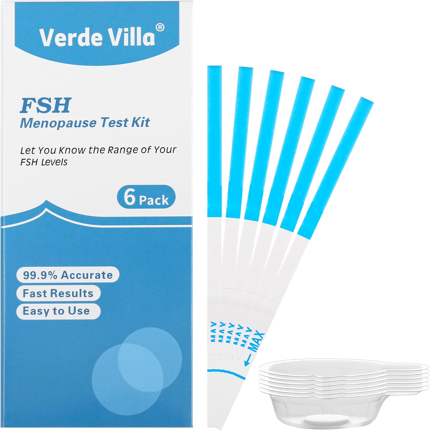 Menopause Test Strips at Home,FSH Test Perimenopause Test with Colorimetric Card, Provides a Range of FSH Value Levels with Fast Accurate& Reliable Results, No APP Needed, 6 Pack