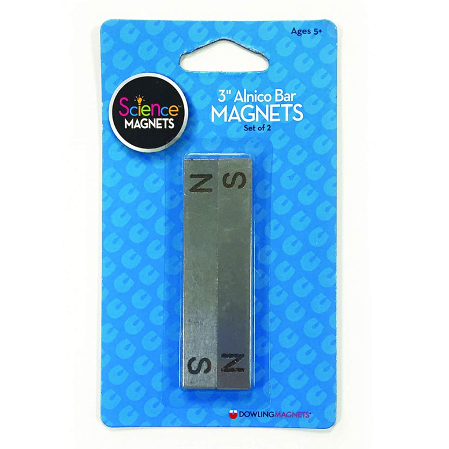 Dowling Magnets 3-Inch Alnico Bar Magnets, Set of Two Magnets (Bar Magnets for Science Classroom) with North and South Poles Clearly Marked/Stamped. Learning Magnets. Item 731011.