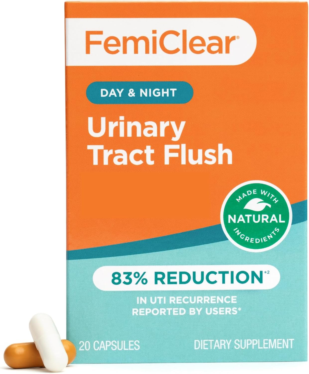 FemiClear Daily Urinary Tract Flush | Day & Night Urinary Support | D-Mannose Supplement | Urinary Tract Health Supplement | 20 Capsules