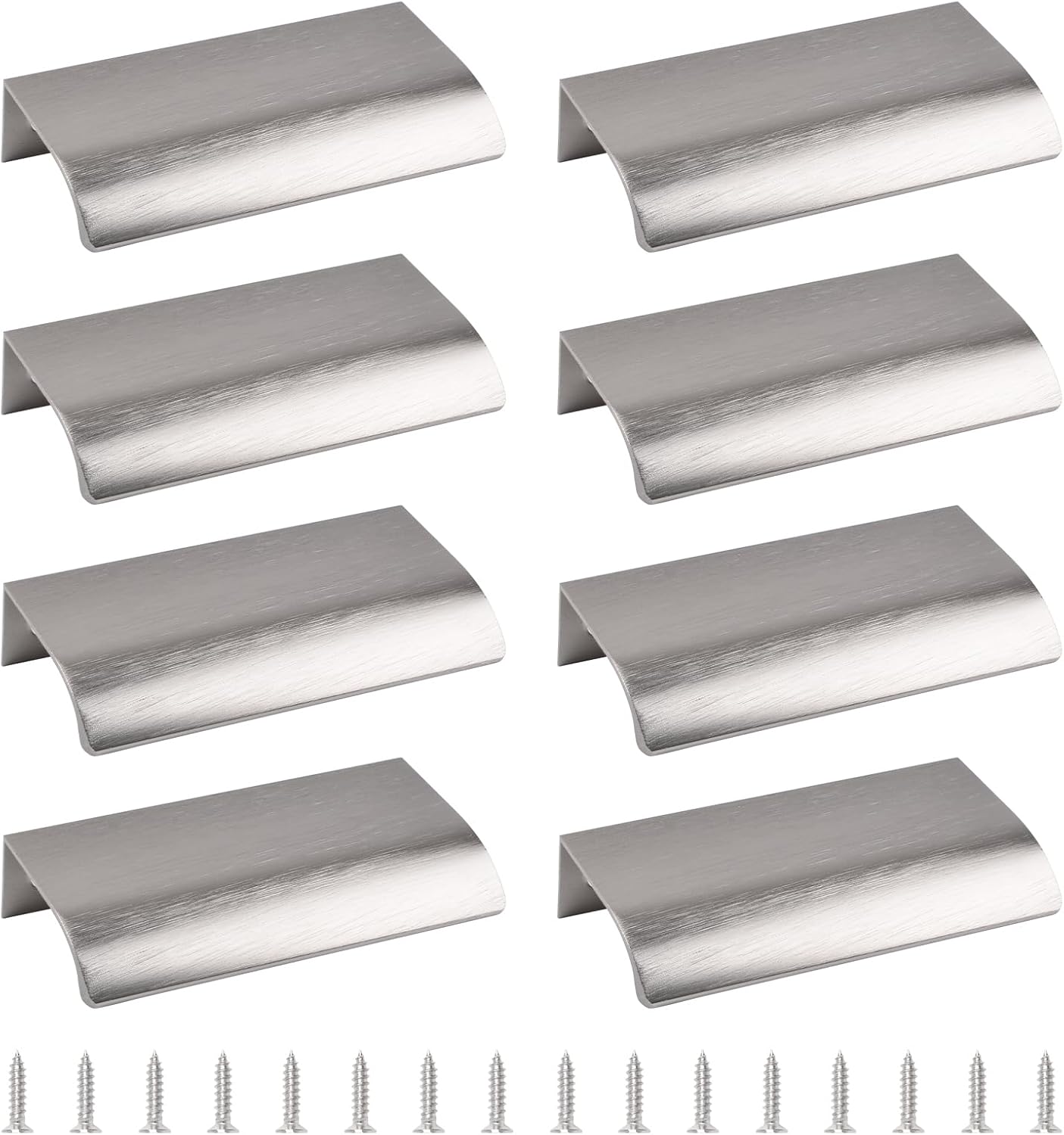 MOROBOR Finger Edge Pull, 8pcs Concealed Handle Modern Style Drawer Handle, Aluminum Alloy Invisible Handle Wardrobe Handle for Cabinet Hardware Drawer, 80mm/Brushed Nickel