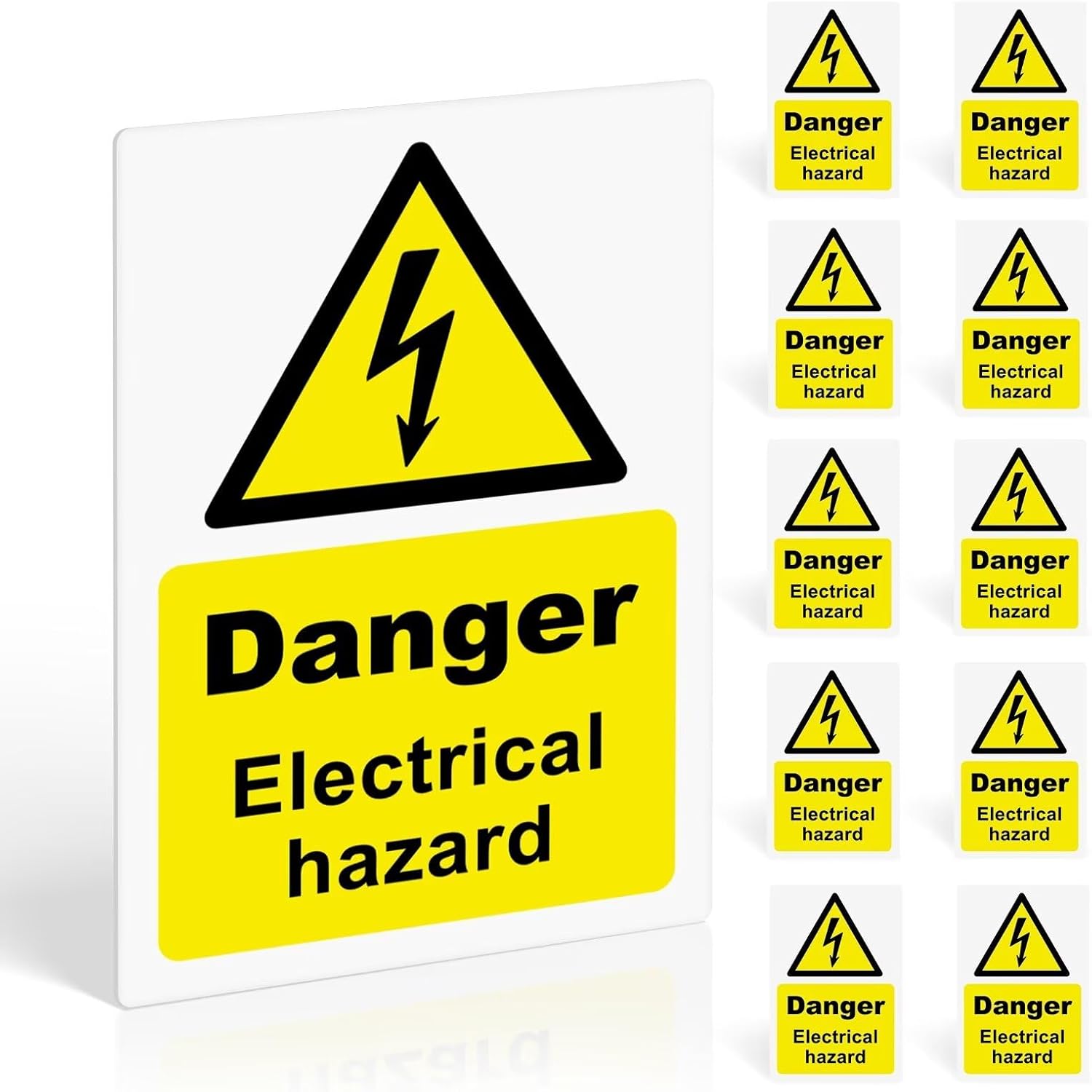 10Pcs Danger Electrical Hazard Stickers, 150x100mm Self-Adhesive Vinyl Sticker, Matte Finish, Safety Warning Signs for Electrical Areas