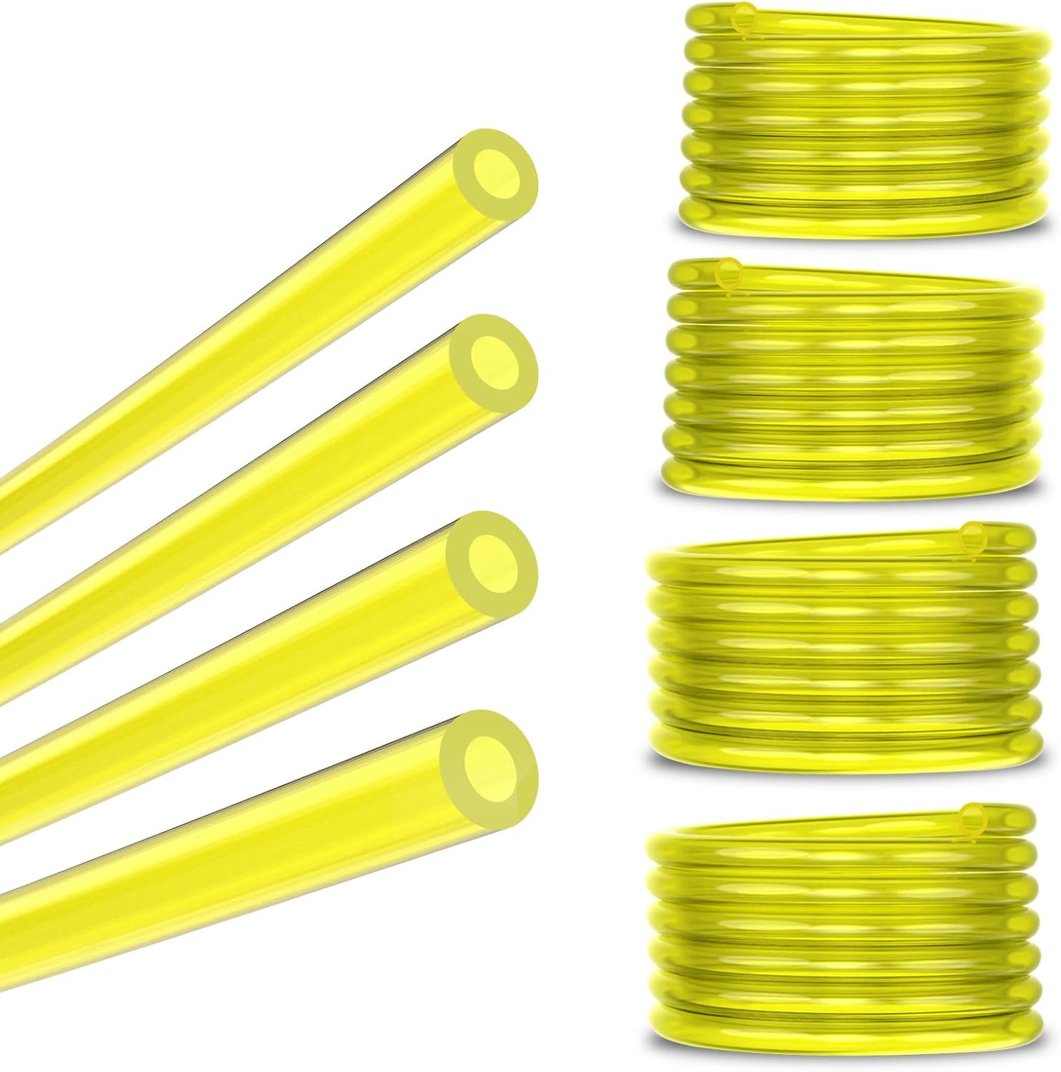 Hipa 4 Size Gas Fuel Line Hose Tubing 4 ft. Each for Small Engine Chainsaw Lawn Mower String Trimmer WeedEater Blower Model Parts I.D x O.D 1/8" x 3/16" 3/32" x 3/16" 1/8" x 1/4" .08" x .14"