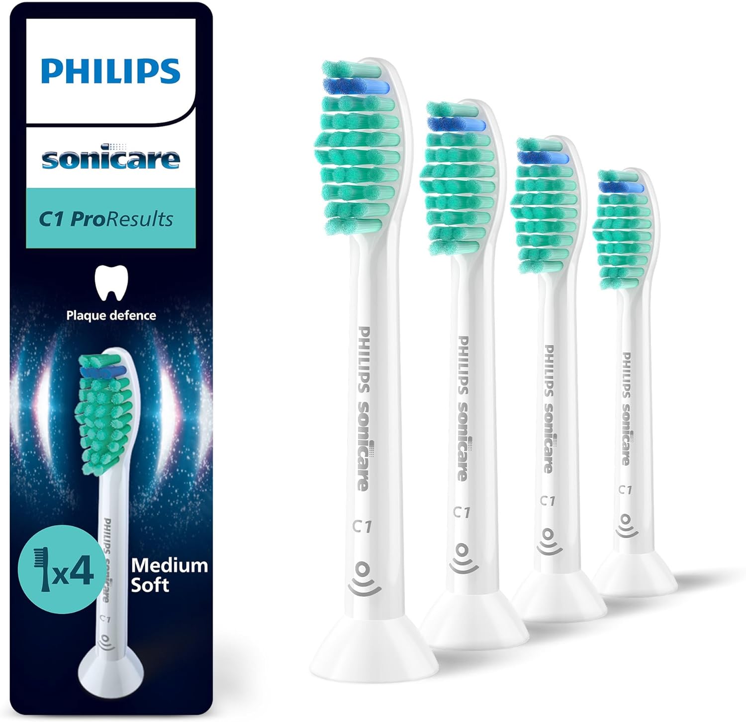 Philips Sonicare C1 ProResults, Genuine Replacement Toothbrush Heads, White, 4 Pack, HX6014/87