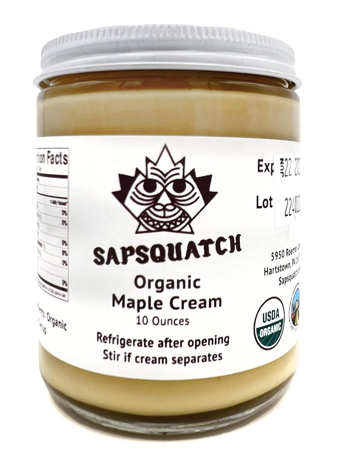 Sapsquatch Organic Maple Cream - 10 Ounces - Pure Maple Cream Butter Spread